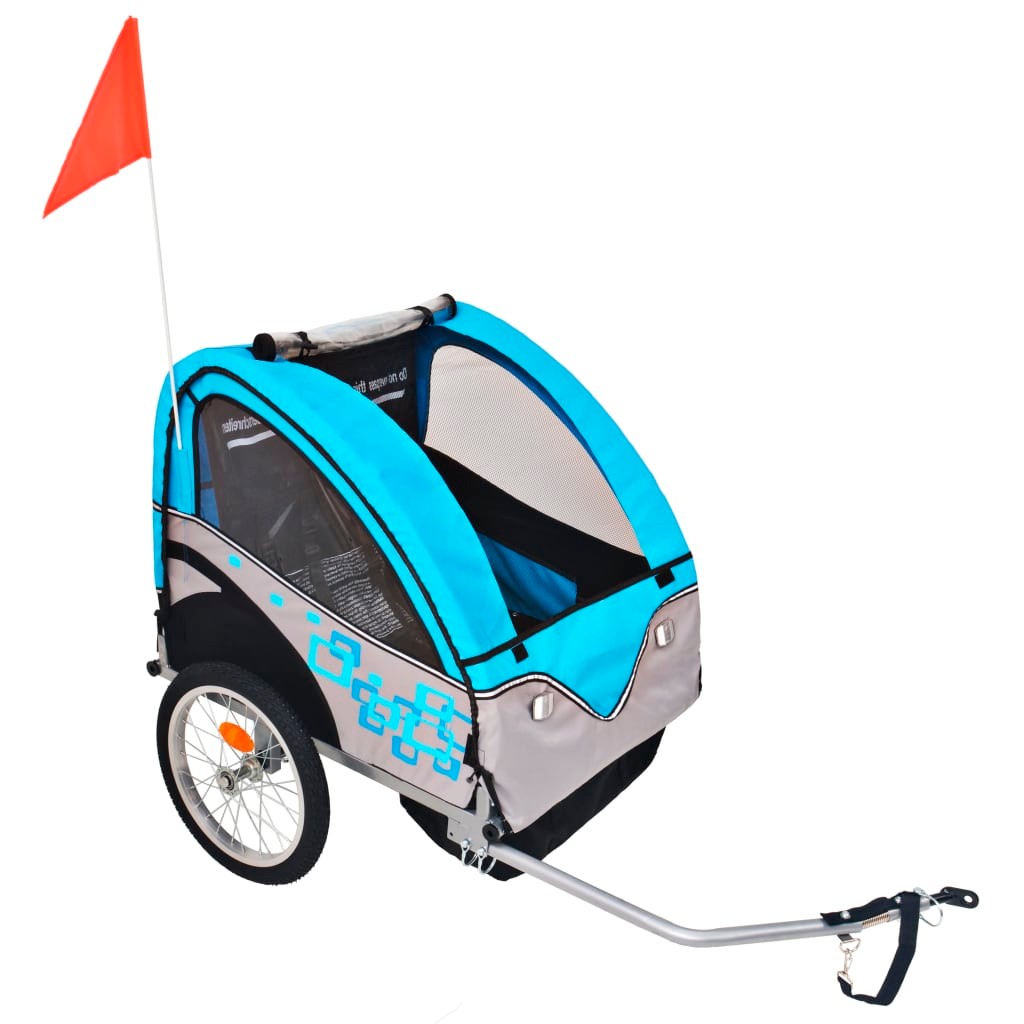 Kids Bicycle Trailer Grey and Blue 30 kg